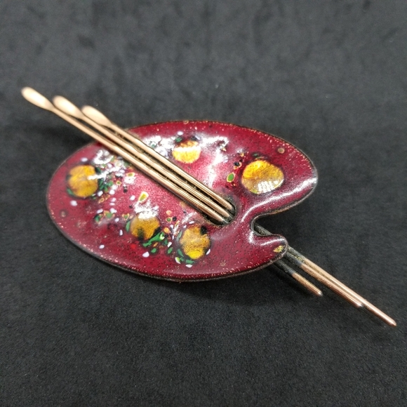 Matisse copper red artist's palette brooch/pin 🎨 - Picture 3 of 7